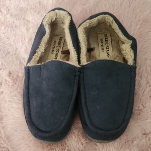 Deer Stags Navy Fleece-Lined Slippers